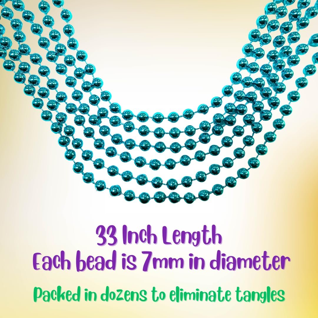 Mardi Gras Beads 33 inch 7mm, 6 Dozen, 72 Necklaces