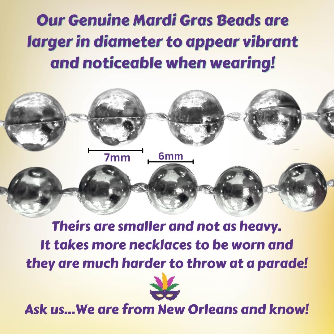 Mardi Gras Beads 33 inch 7mm, 6 Dozen, 72 Necklaces