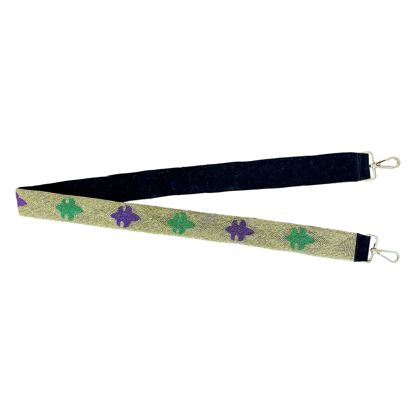 THE MARDI GRAS KREWE Handbag Crossbody Purse Strap, Fleur-de-lis Shimmering Crossbody Strap for Shoulder Bag Strap Replacement, 23 inches Purple, Green, and Gold
