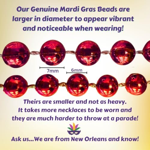 Mardi Gras Beads 33 inch 7mm, 6 Dozen, 72 Necklaces
