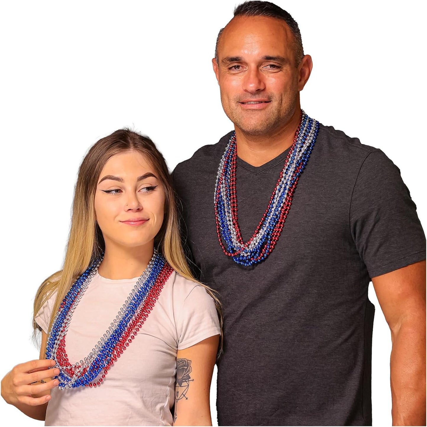 Mardi Gras Beads 33 inch 7mm, 12 Dozen, 144 Necklaces with Doubloon- Bulk Party Favors