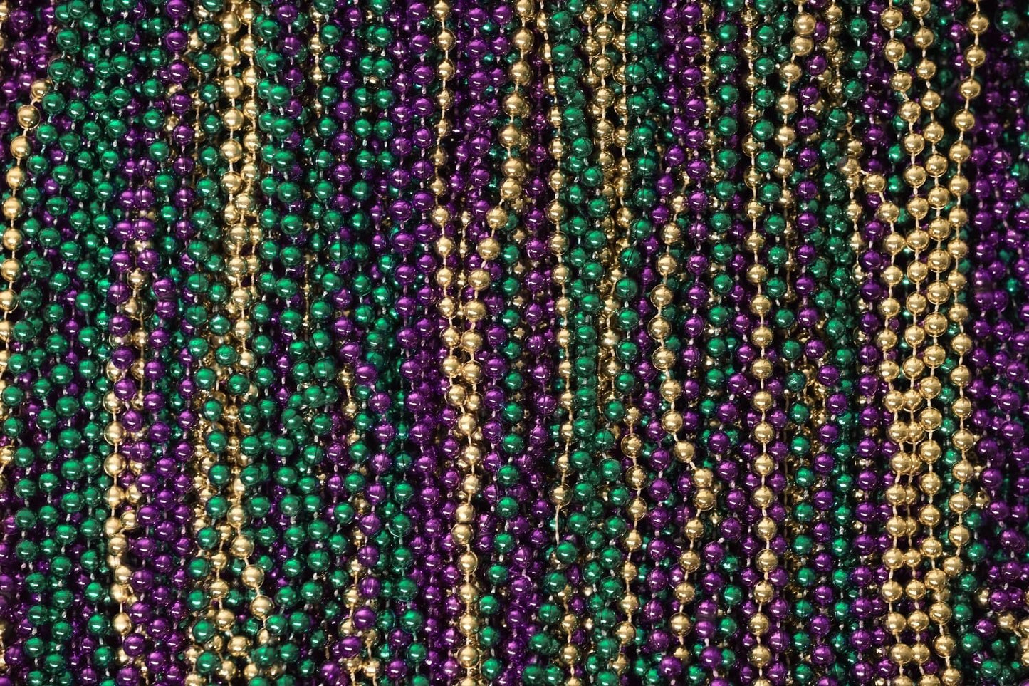 Mardi Gras Beads 33 inch 7mm, 12 Dozen, 144 Necklaces with Doubloon- Bulk Party Favors