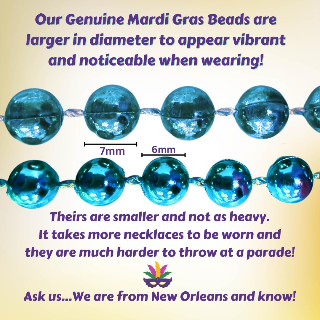 Mardi Gras Beads 33 inch 7mm, 6 Dozen, 72 Necklaces