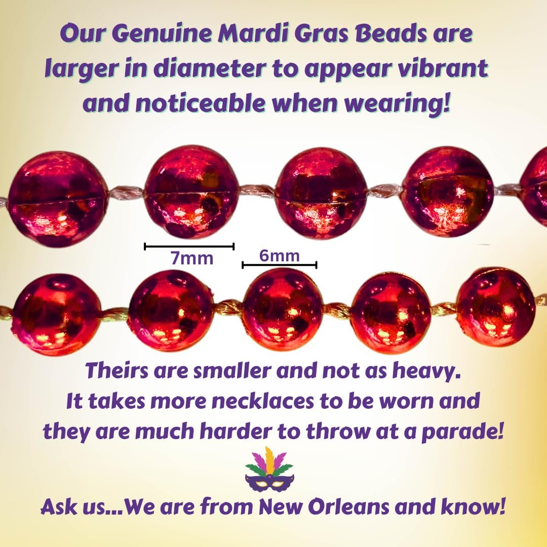 Mardi Gras Beads 33 inch 7mm, 6 Dozen, 72 Necklaces