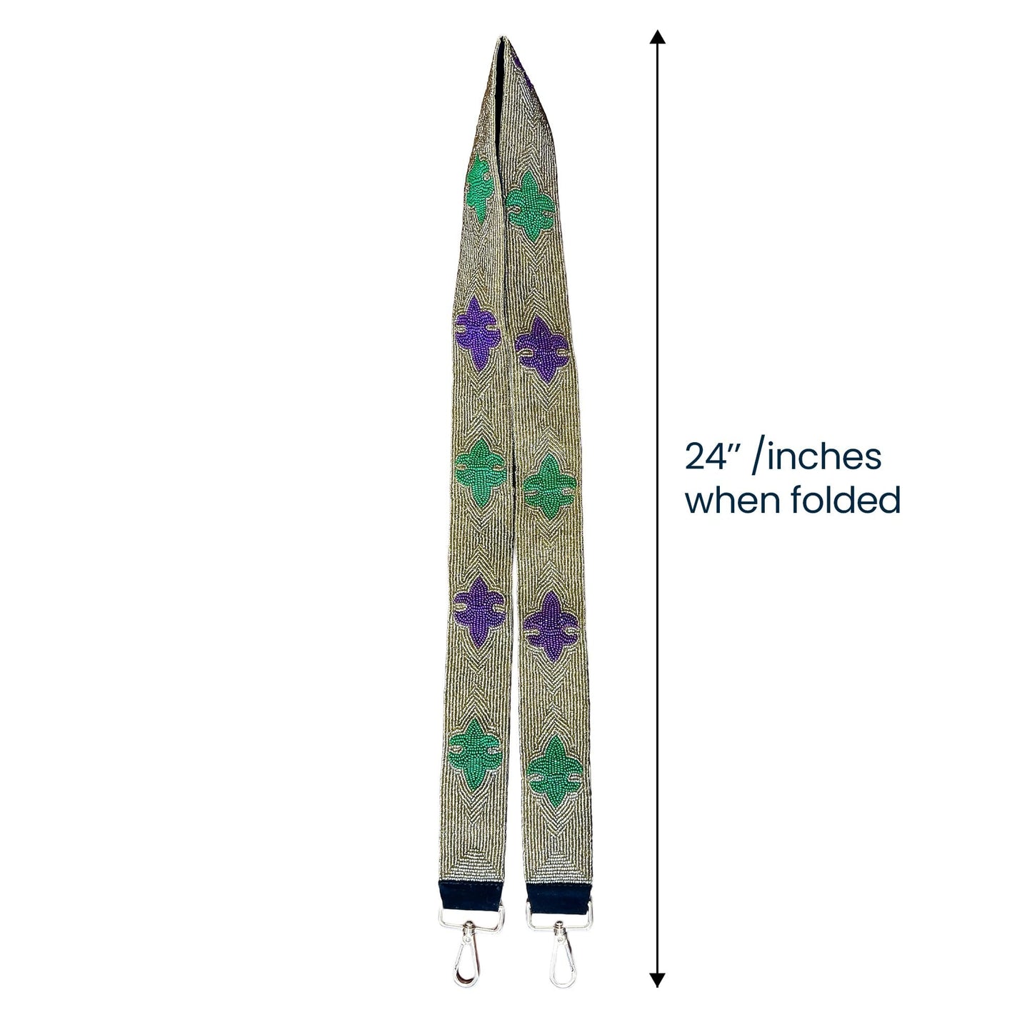 THE MARDI GRAS KREWE Handbag Crossbody Purse Strap, Fleur-de-lis Shimmering Crossbody Strap for Shoulder Bag Strap Replacement, 23 inches Purple, Green, and Gold