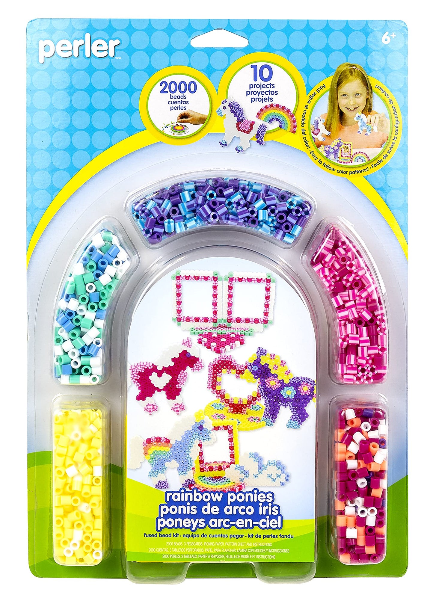 Perler Beads Rainbow Pony Fused Bead Kit Beads for Girls, 2000 pcs