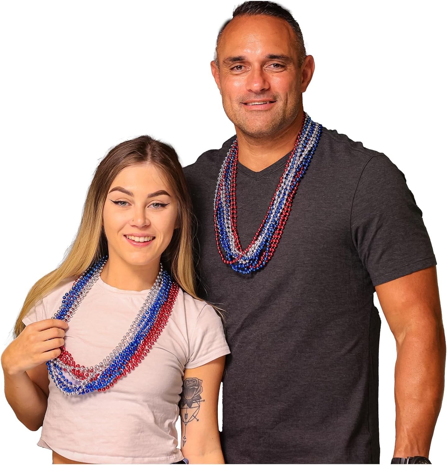 Mardi Gras Beads 33 inch 7mm, 12 Dozen, 144 Necklaces with Doubloon- Bulk Party Favors