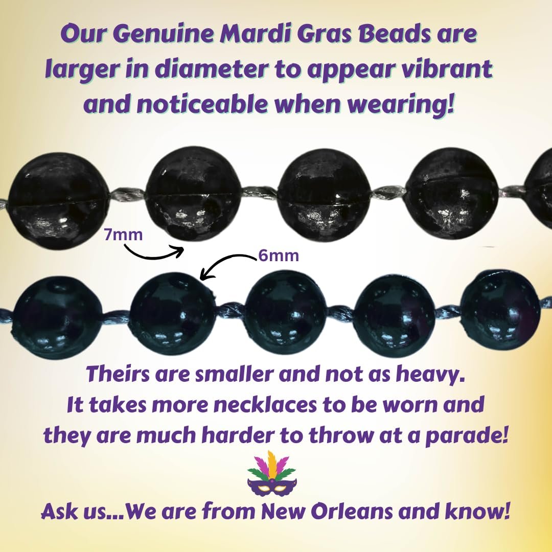 Mardi Gras Beads 33 inch 7mm, 6 Dozen, 72 Necklaces