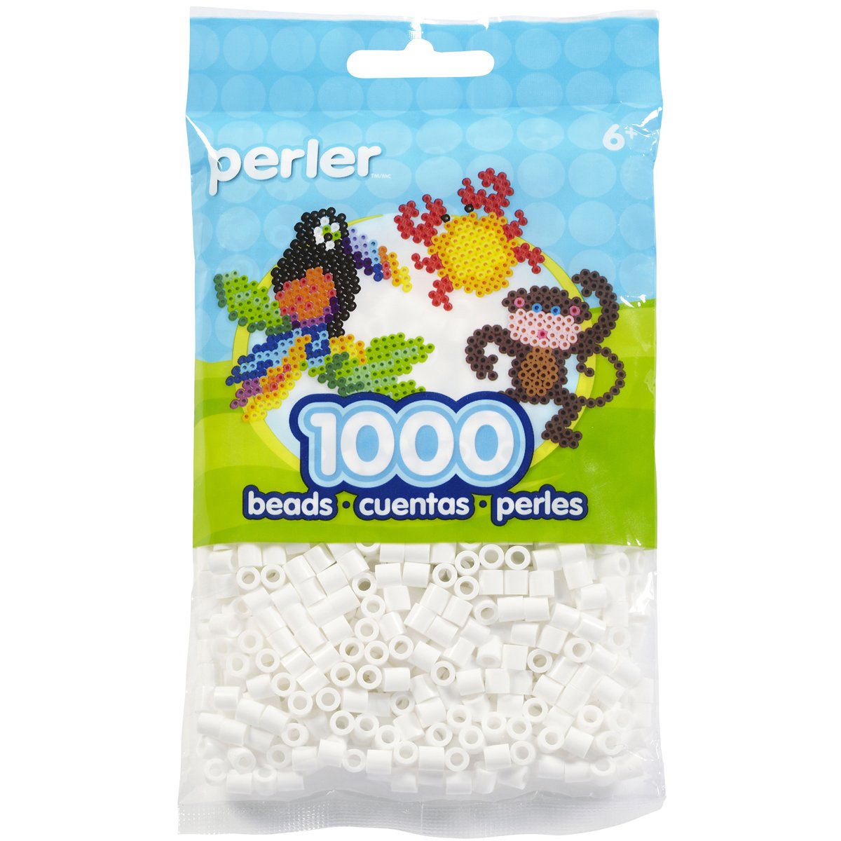 Perler White Fuse Beads Bulk Refill 3-Pack, 3,000 Count Total, 5mm Iron Beads for Kids and Adults, Pegboard Craft Beads for Pixel Art and Jewelry Making