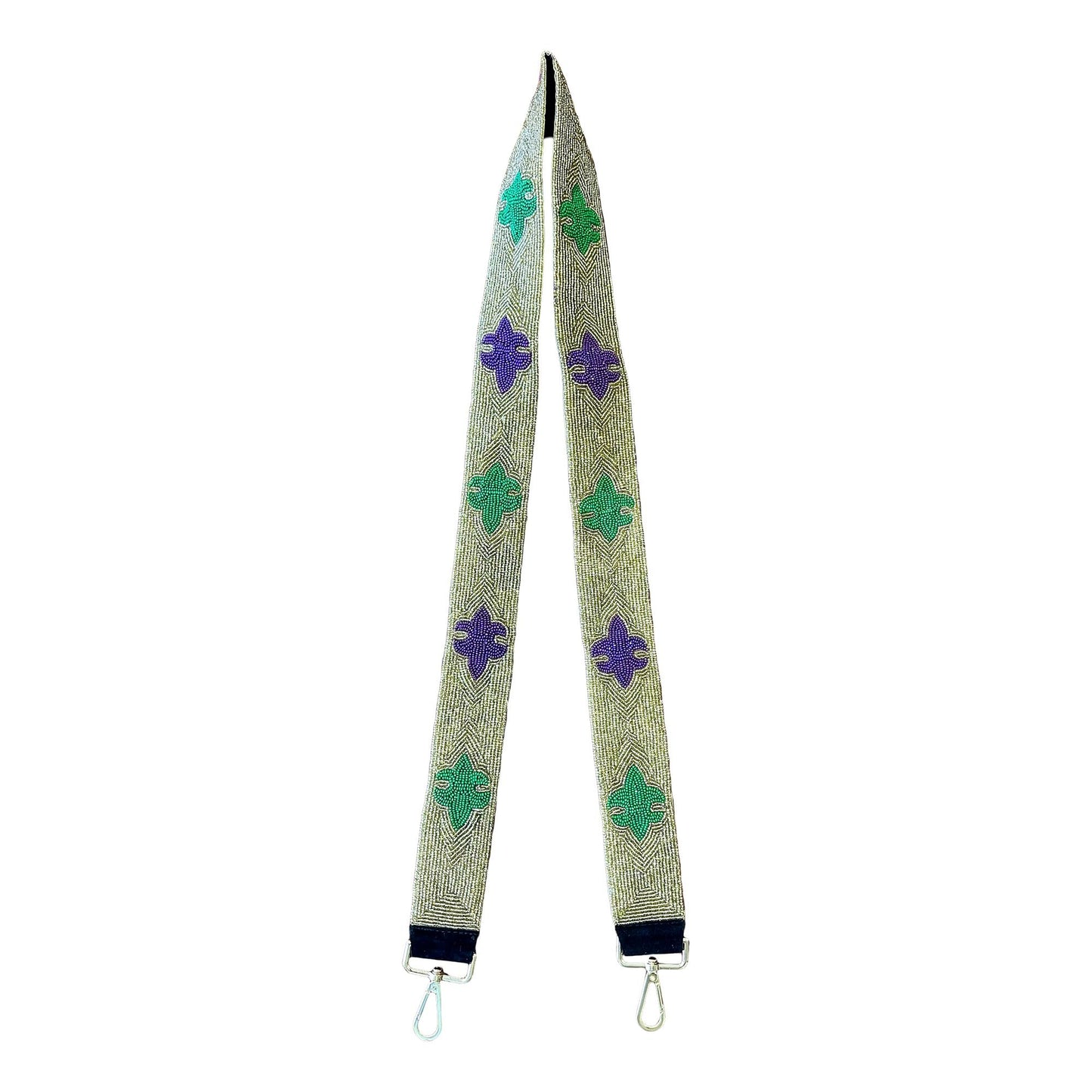 THE MARDI GRAS KREWE Handbag Crossbody Purse Strap, Fleur-de-lis Shimmering Crossbody Strap for Shoulder Bag Strap Replacement, 23 inches Purple, Green, and Gold