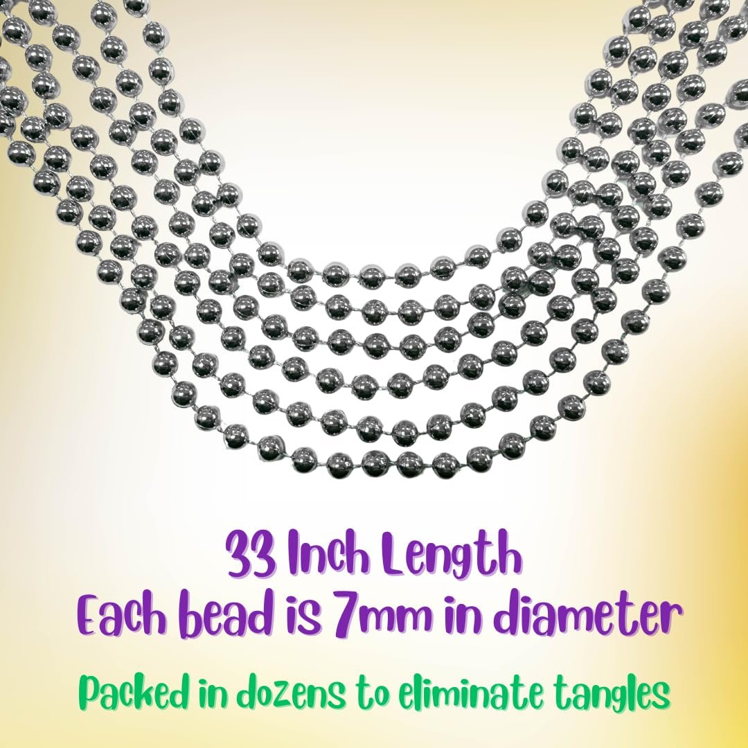 Mardi Gras Beads 33 inch 7mm, 6 Dozen, 72 Necklaces