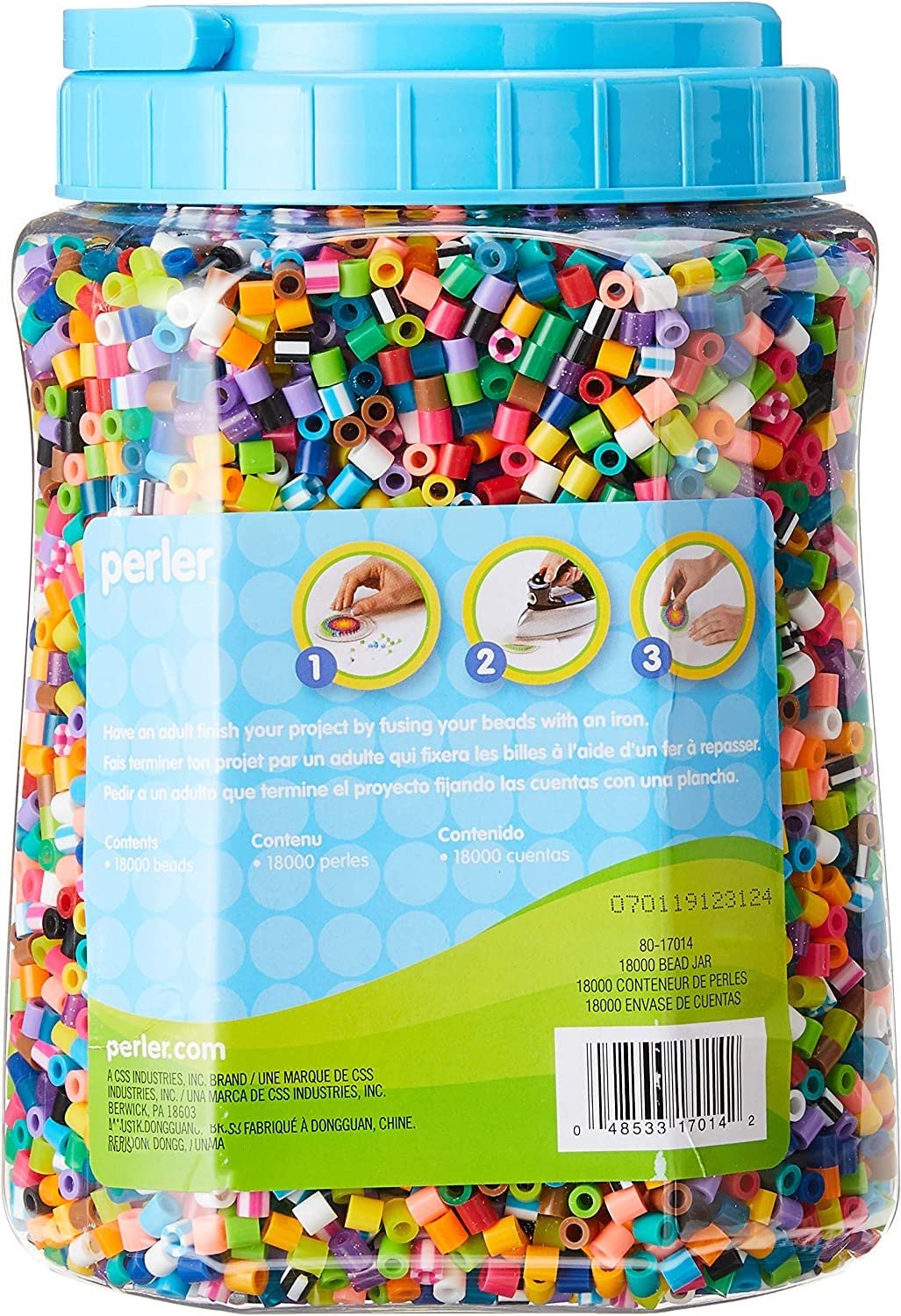 Perler Fun Fusion Bead Jar - 18,000 Multicolor Fuse Beads Bulk Set with Storage