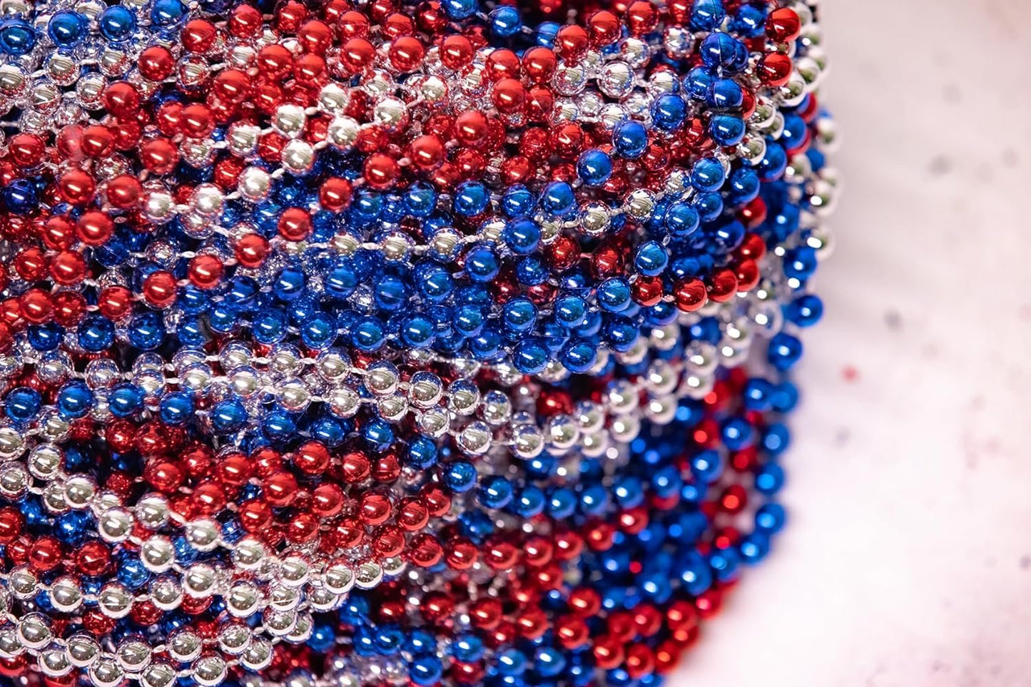 Mardi Gras Beads 33 inch 7mm, 12 Dozen, 144 Necklaces with Doubloon- Bulk Party Favors
