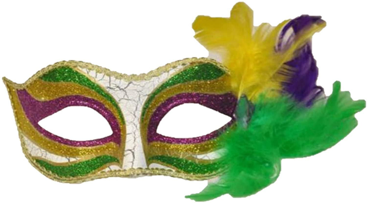 Murder Mystery Party Game Bundle- Murder at Mardi Gras, Host Your Own New Orleans Murder Mystery Dinner with 4 Feather Masks and 2 Dozen Purple, Green and Gold Bead Necklaces