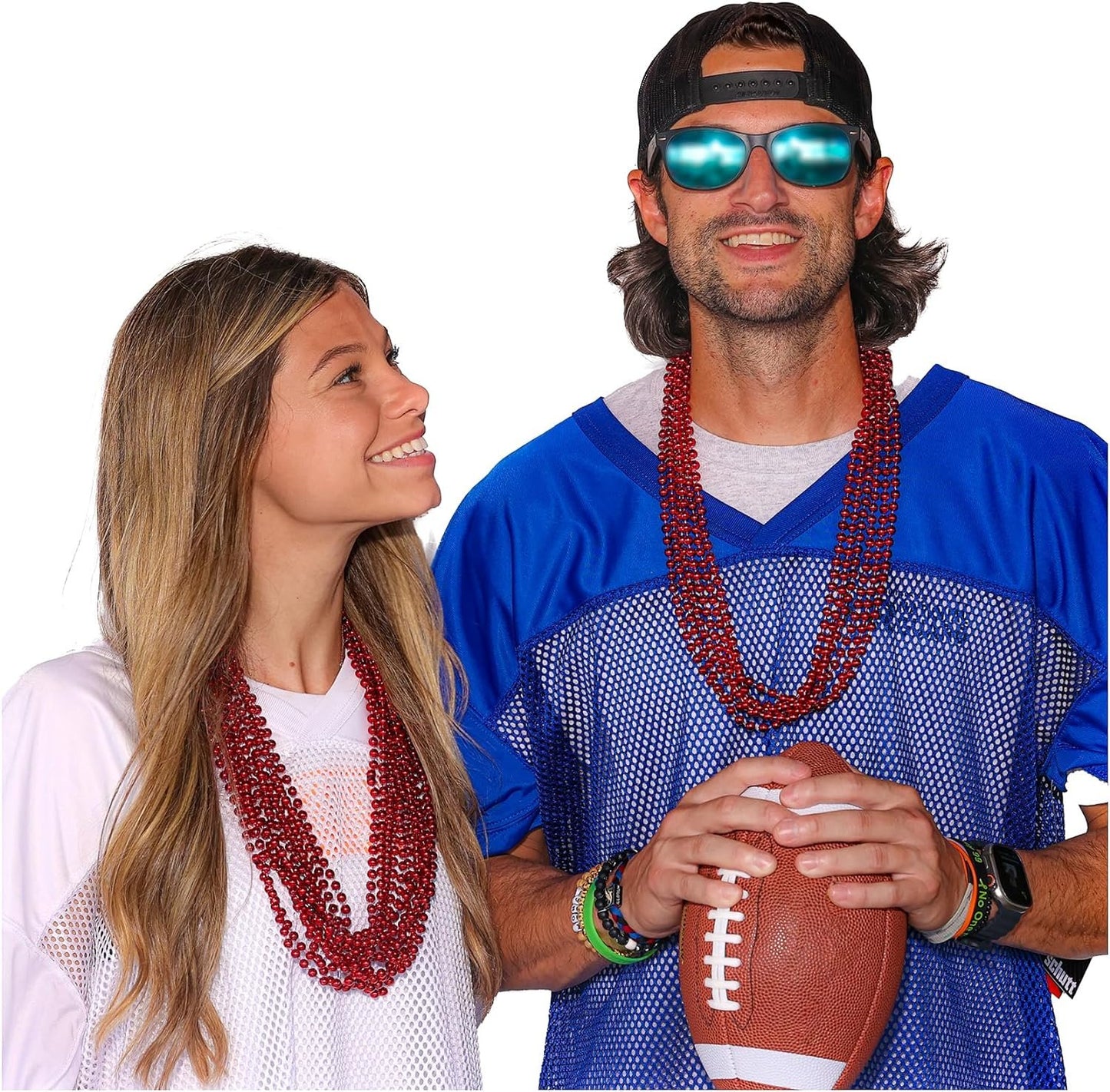 Mardi Gras Beads 33 inch 7mm, 12 Dozen, 144 Necklaces with Doubloon- Bulk Party Favors