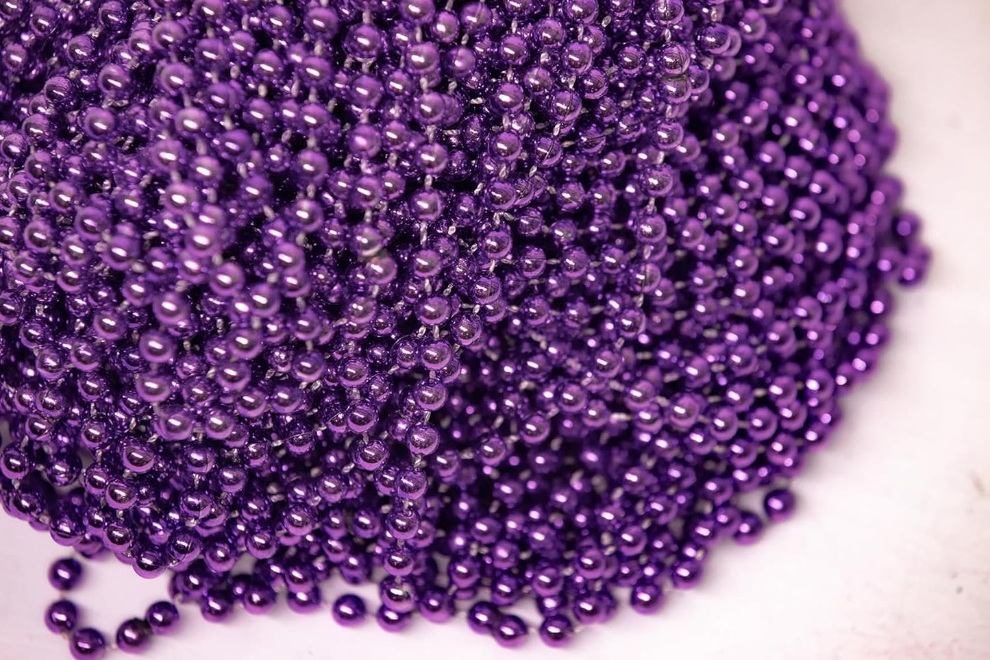 Mardi Gras Beads 33 inch 7mm, 12 Dozen, 144 Necklaces with Doubloon- Bulk Party Favors