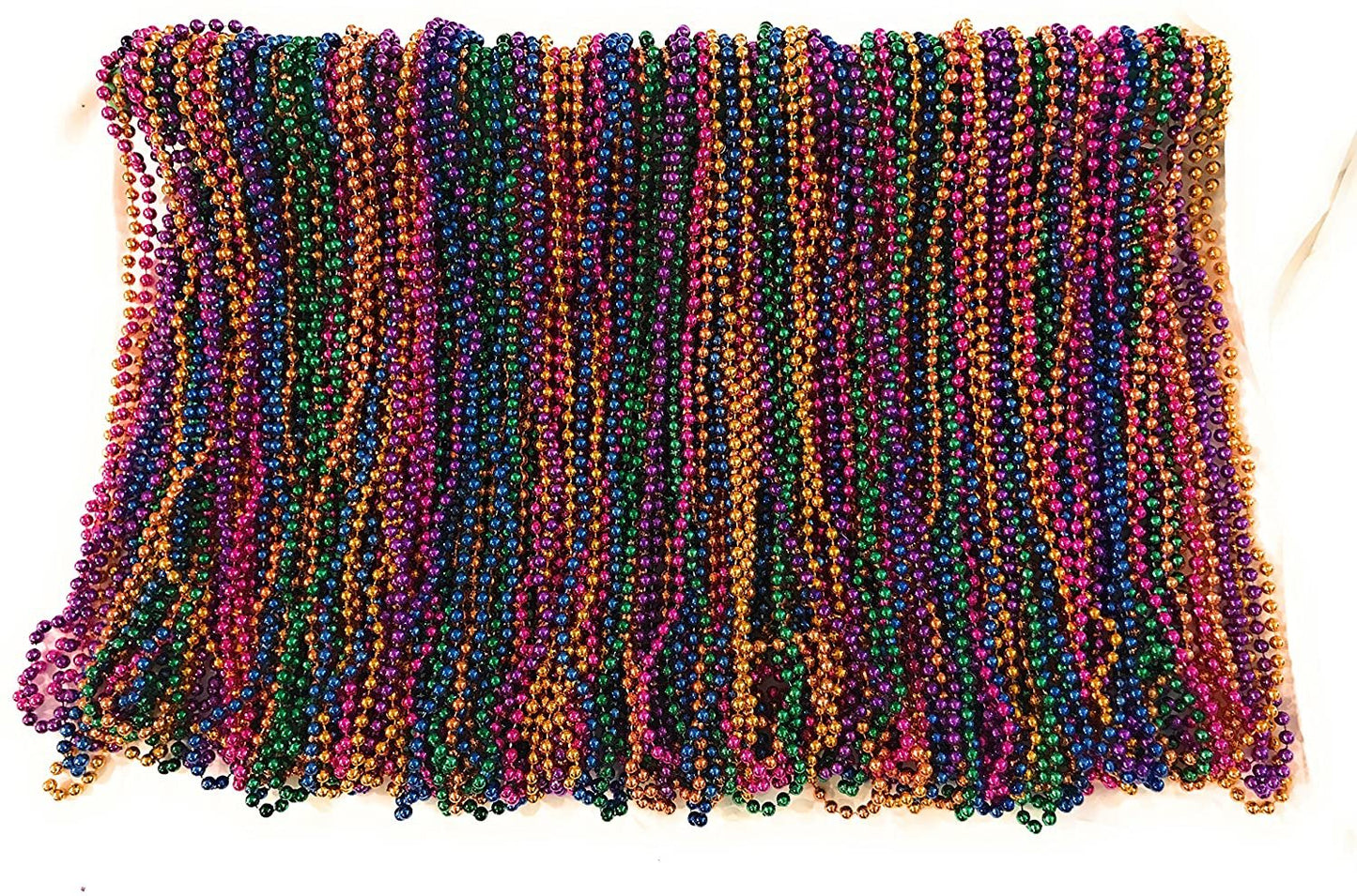 Mardi Gras Beads Red, White, Blue - 33 inch 7mm, 10 Dozen, 120 Pieces