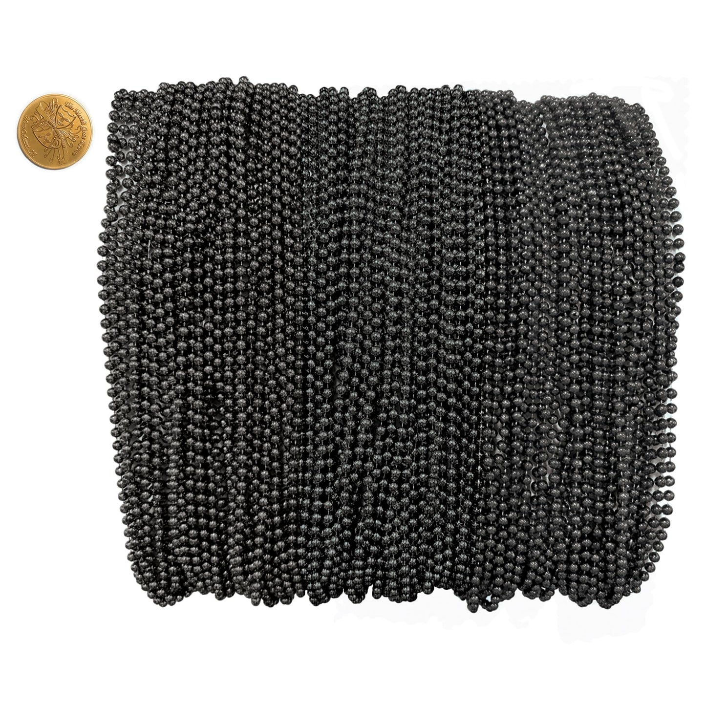 Mardi Gras Beads 33 inch 7mm, 12 Dozen, 144 Necklaces with Doubloon- Bulk Party Favors