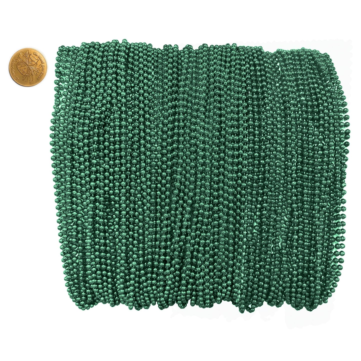 Mardi Gras Beads 33 inch 7mm, 12 Dozen, 144 Necklaces with Doubloon- Bulk Party Favors