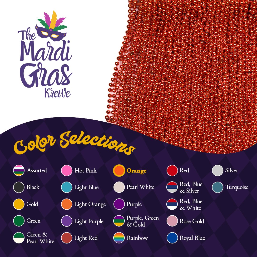Mardi Gras Beads 33 inch 7mm, 12 Dozen, 144 Necklaces with Doubloon- Bulk Party Favors