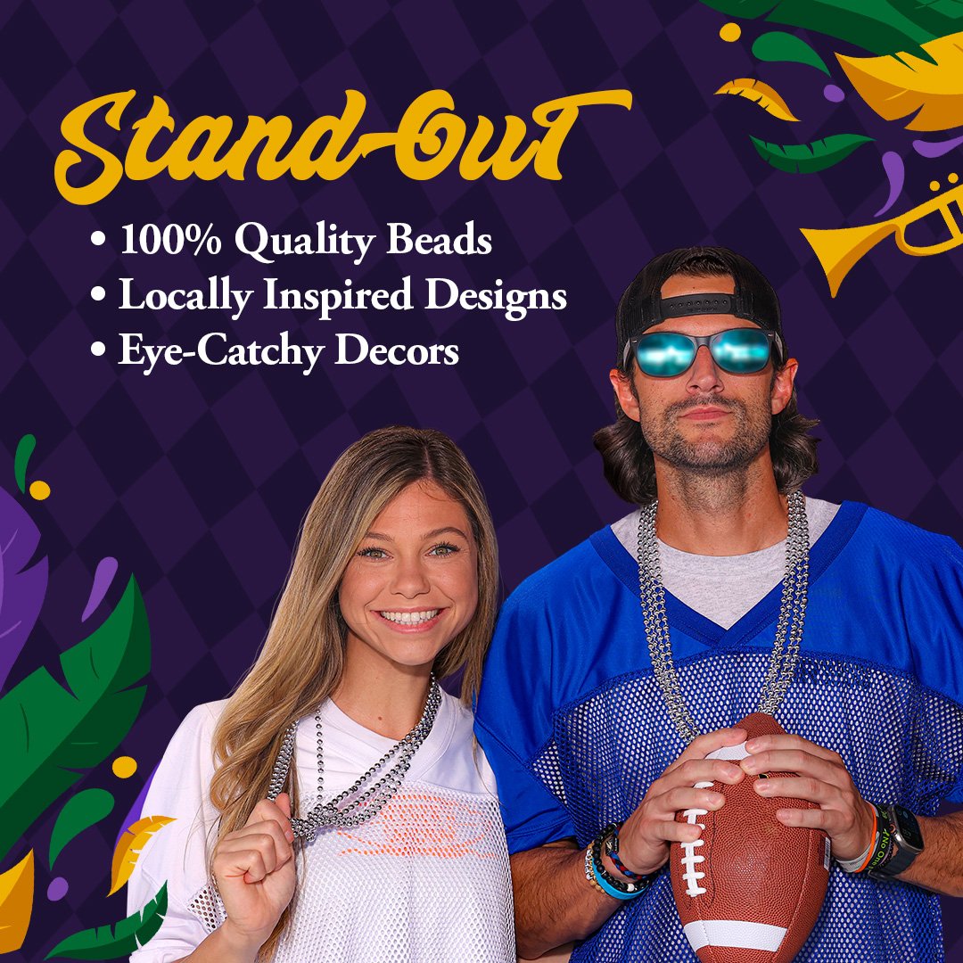 Mardi Gras Beads 33 inch 7mm, 12 Dozen, 144 Necklaces with Doubloon- Bulk Party Favors