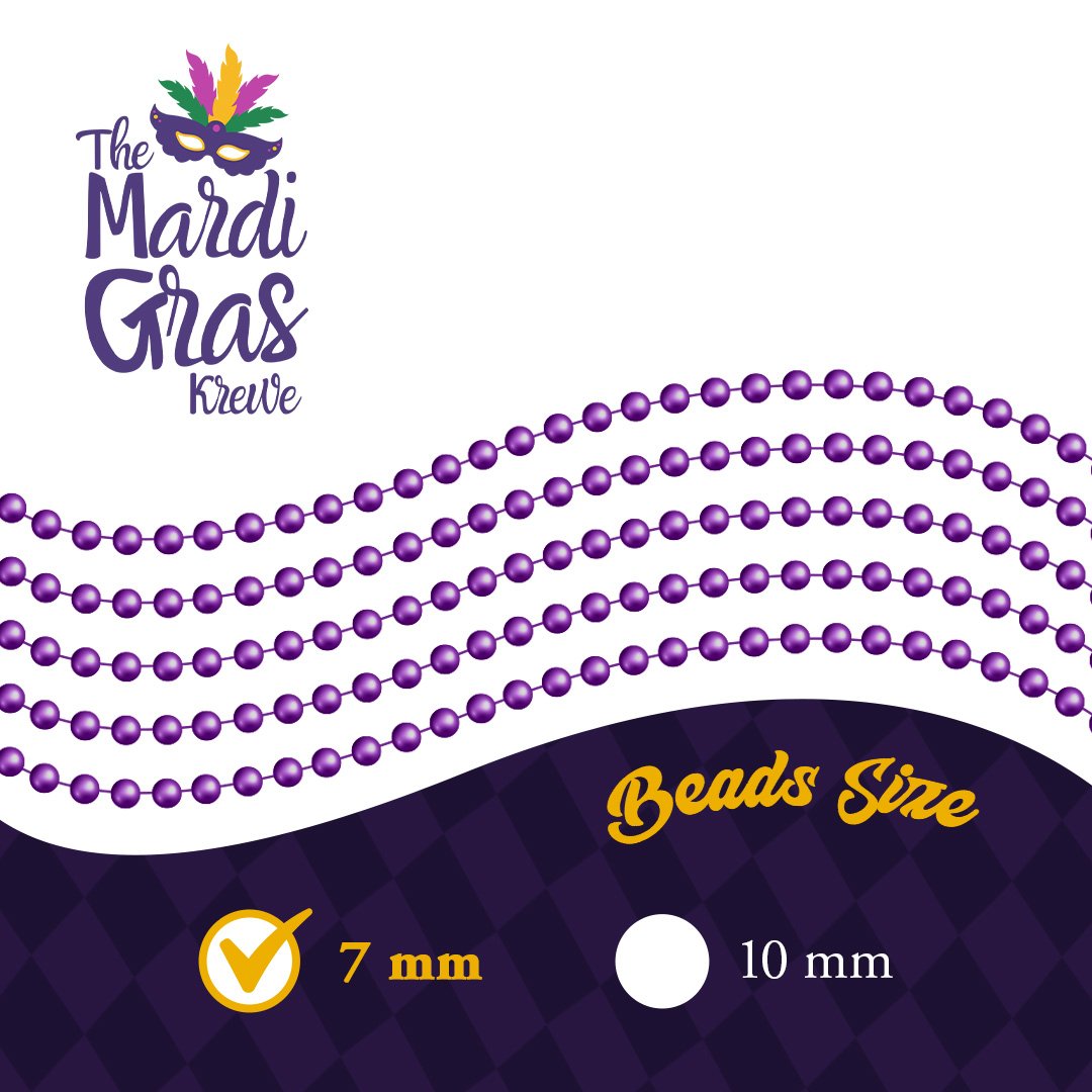 Mardi Gras Beads 33 inch 7mm, 12 Dozen, 144 Necklaces with Doubloon- Bulk Party Favors