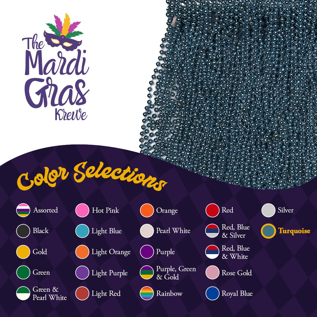 Mardi Gras Beads 33 inch 7mm, 12 Dozen, 144 Necklaces with Doubloon- Bulk Party Favors