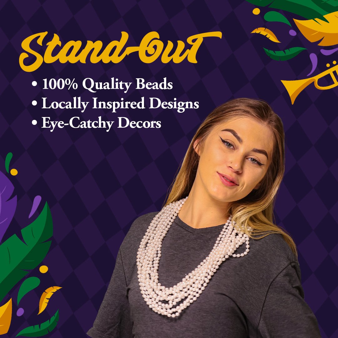 Mardi Gras Beads 33 inch 7mm, 12 Dozen, 144 Necklaces with Doubloon- Bulk Party Favors