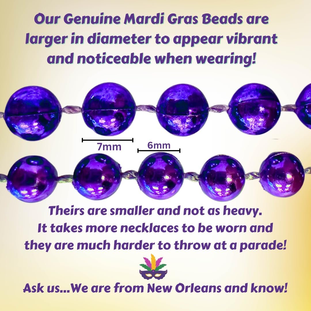 Mardi Gras Beads 33 inch 7mm, 6 Dozen, 72 Necklaces
