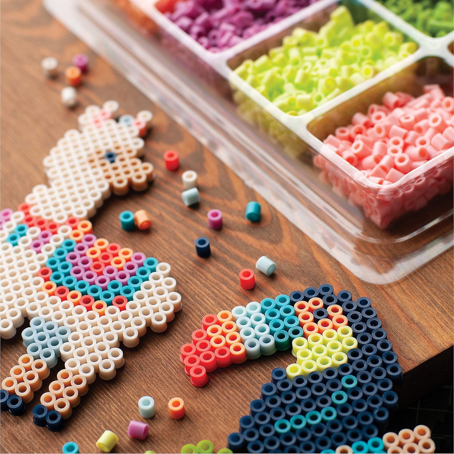 Perler Tropical Colors Fuse Bead Tray - 4000 Beads in 16 Colors with Organizer Compartments