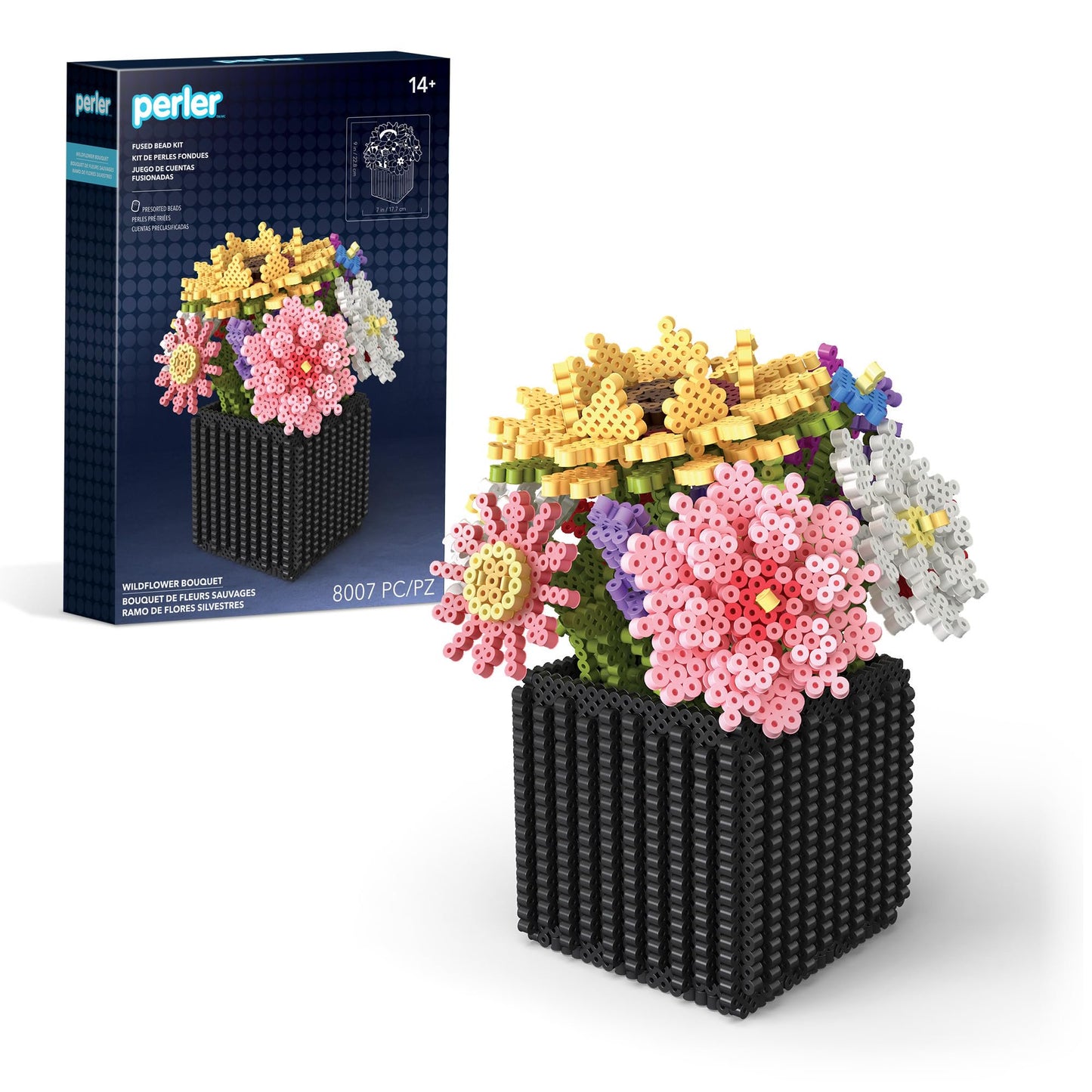 Perler 80-57239 Wildflower Bouquet 3D Fused Bead Craft Activity Kit, Multicolor, 8007 Pieces