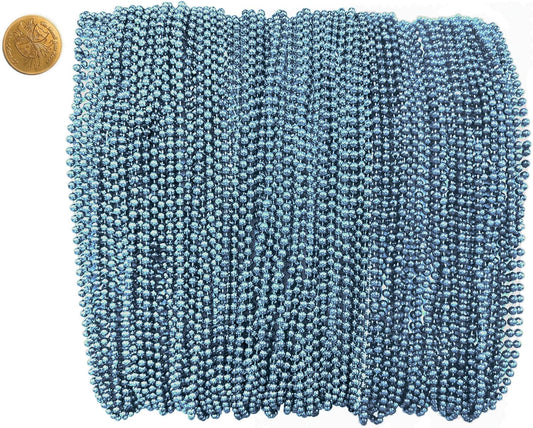 Mardi Gras Beads 33 inch 7mm, 12 Dozen, 144 Necklaces with Doubloon- Bulk Party Favors
