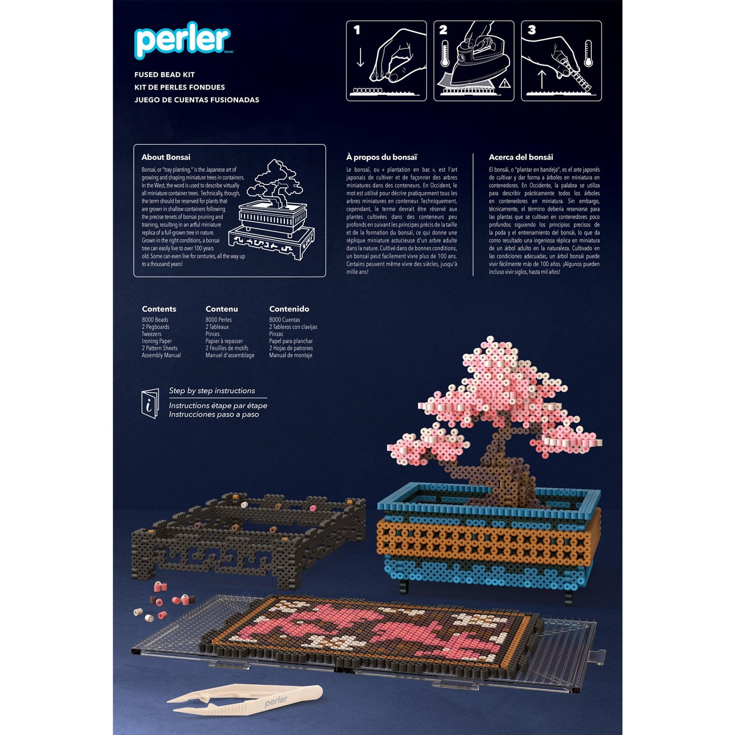 Perler 80-57232 Cherry Blossom Bonsai 3D Fused Bead Craft Activity Kit, Multicolor, 8007 Pieces