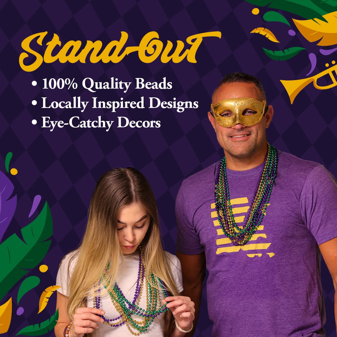 THE MARDI GRAS KREWE Green Mardi Gras Beads - 33 Inch, 120 Pieces