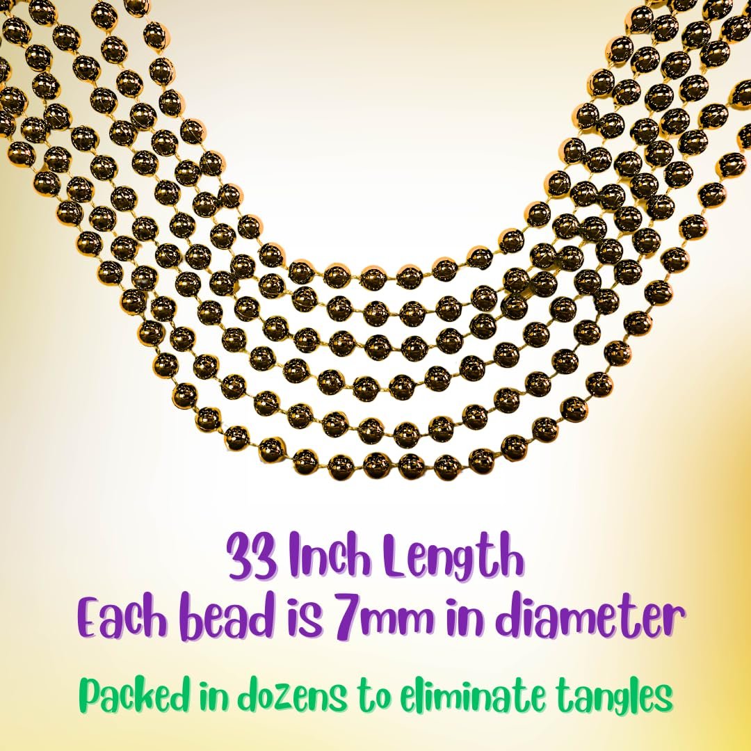 Mardi Gras Beads 33 inch 7mm, 6 Dozen, 72 Necklaces