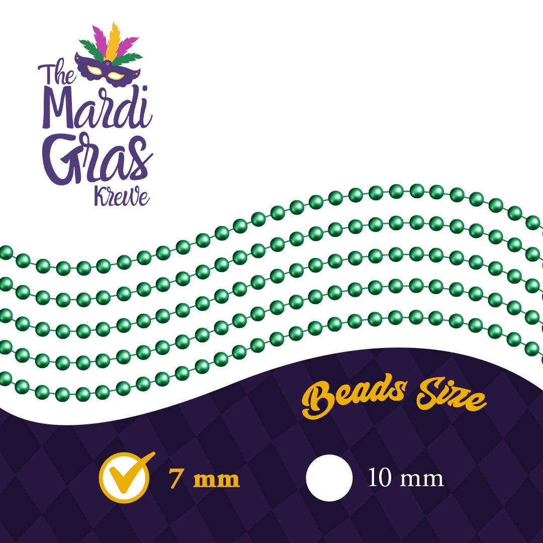 THE MARDI GRAS KREWE Green Mardi Gras Beads - 33 Inch, 120 Pieces