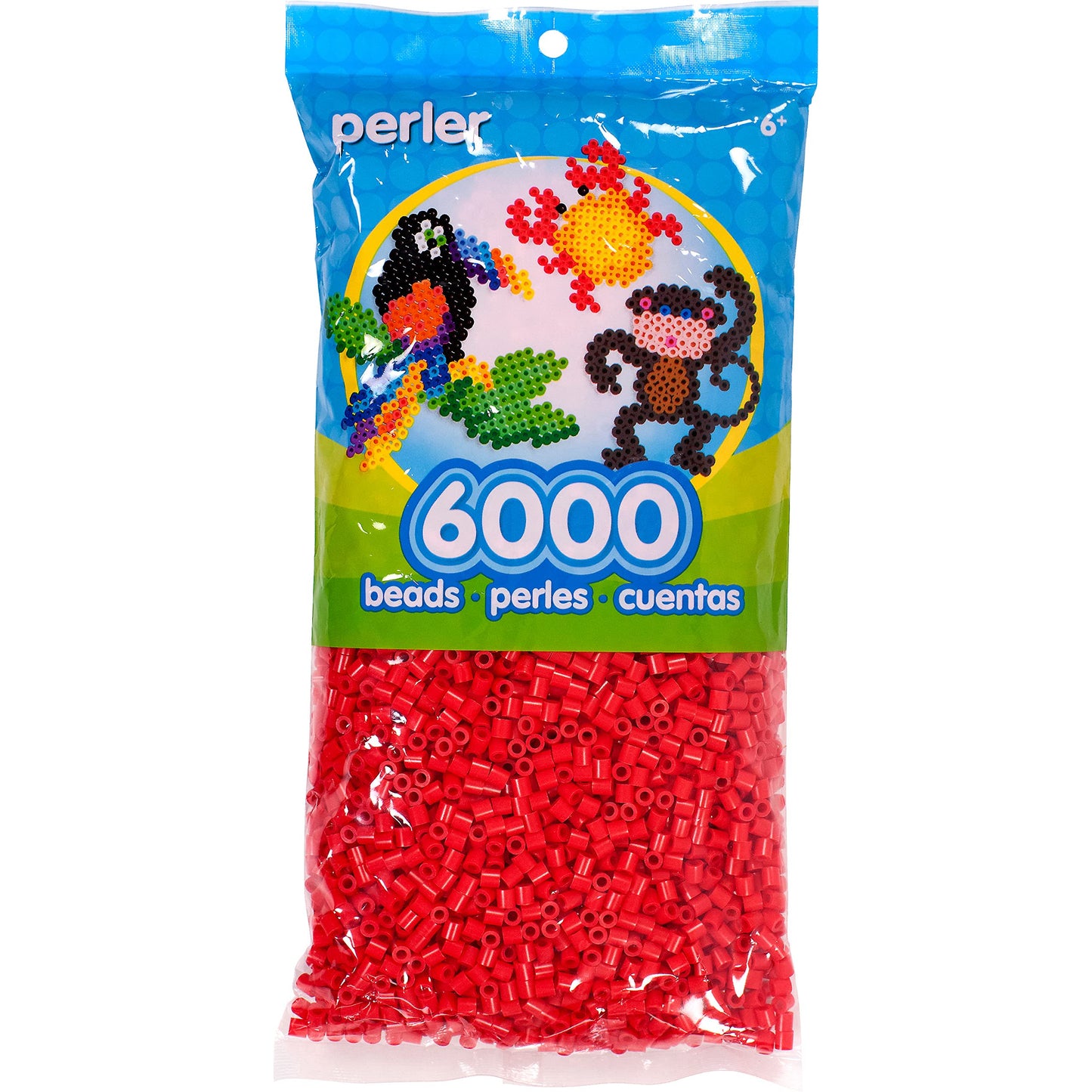 Perler 80-11094 Fuse Bead Set for Kid's Crafts, Red, 6000pcs, Small