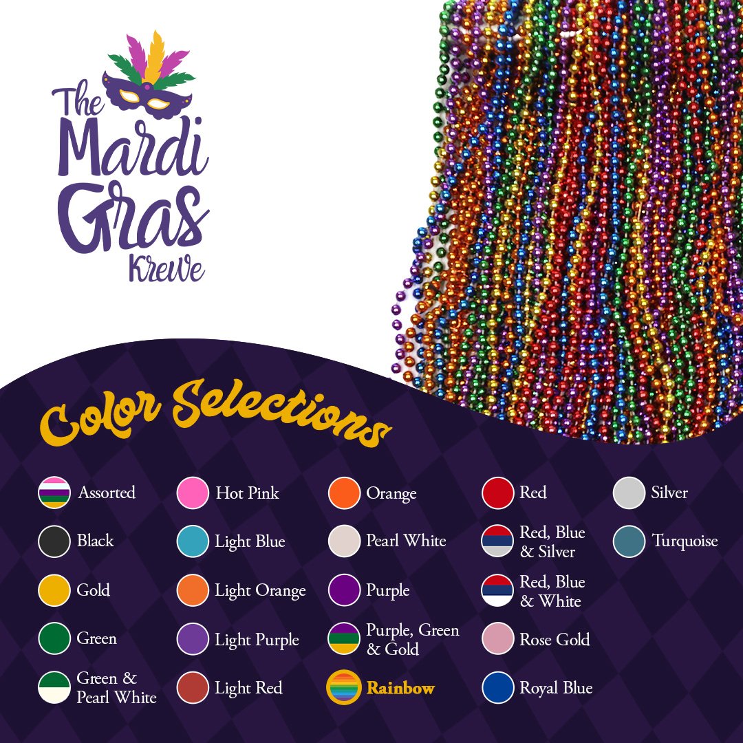 Mardi Gras Beads 33 inch 7mm, 12 Dozen, 144 Necklaces with Doubloon- Bulk Party Favors