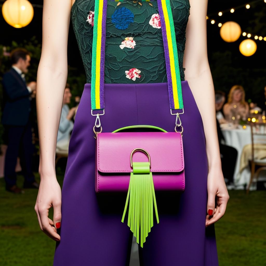 THE MARDI GRAS KREWE Handbag Crossbody Purse Strap, Shimmering Crossbody Strap for Shoulder Bag Strap Replacement, 23 inches Purple, Gold, and Green