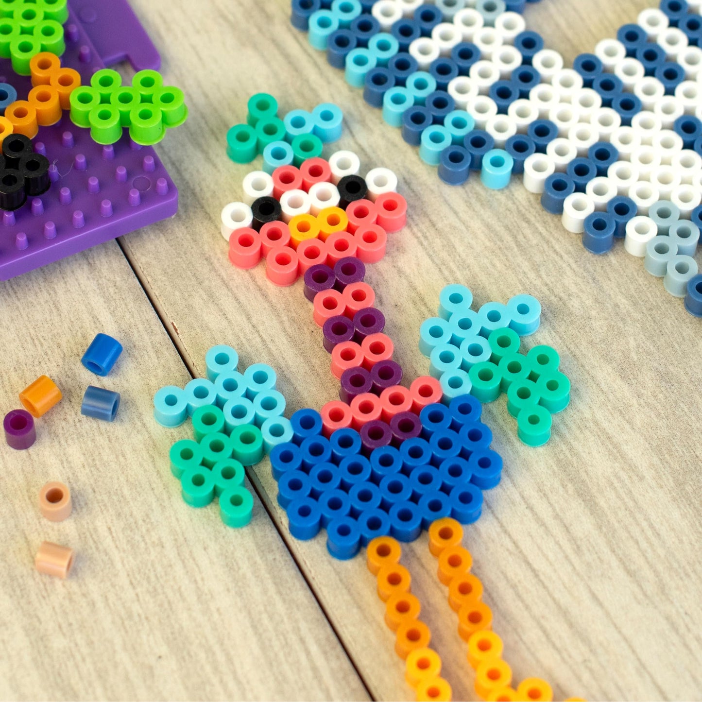 Perler 80-42993 Day at The Zoo Fused Bead Activity Bucket with Pegboards and Patterns, Multicolor, 8504 Pieces