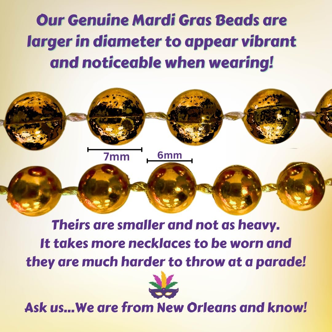 Mardi Gras Beads 33 inch 7mm, 6 Dozen, 72 Necklaces