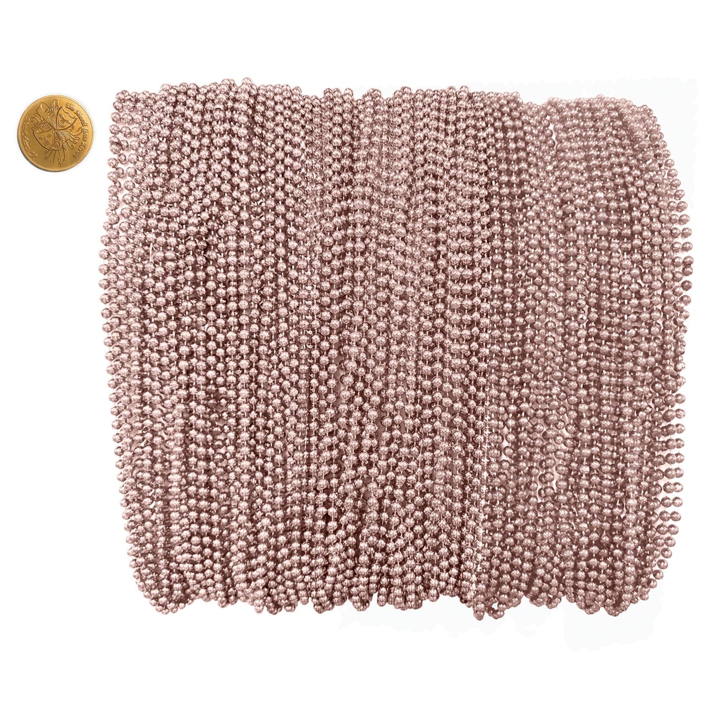 Mardi Gras Beads 33 inch 7mm, 12 Dozen, 144 Necklaces with Doubloon- Bulk Party Favors