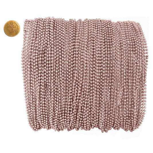 Mardi Gras Beads 33 inch 7mm, 12 Dozen, 144 Necklaces with Doubloon- Bulk Party Favors