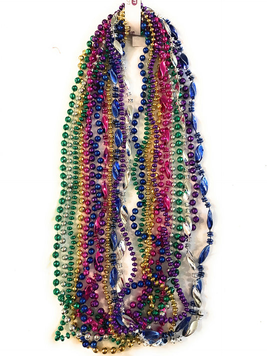 Mardi Gras Beads Necklaces -12 Assorted Styles and Colors for Party Favors