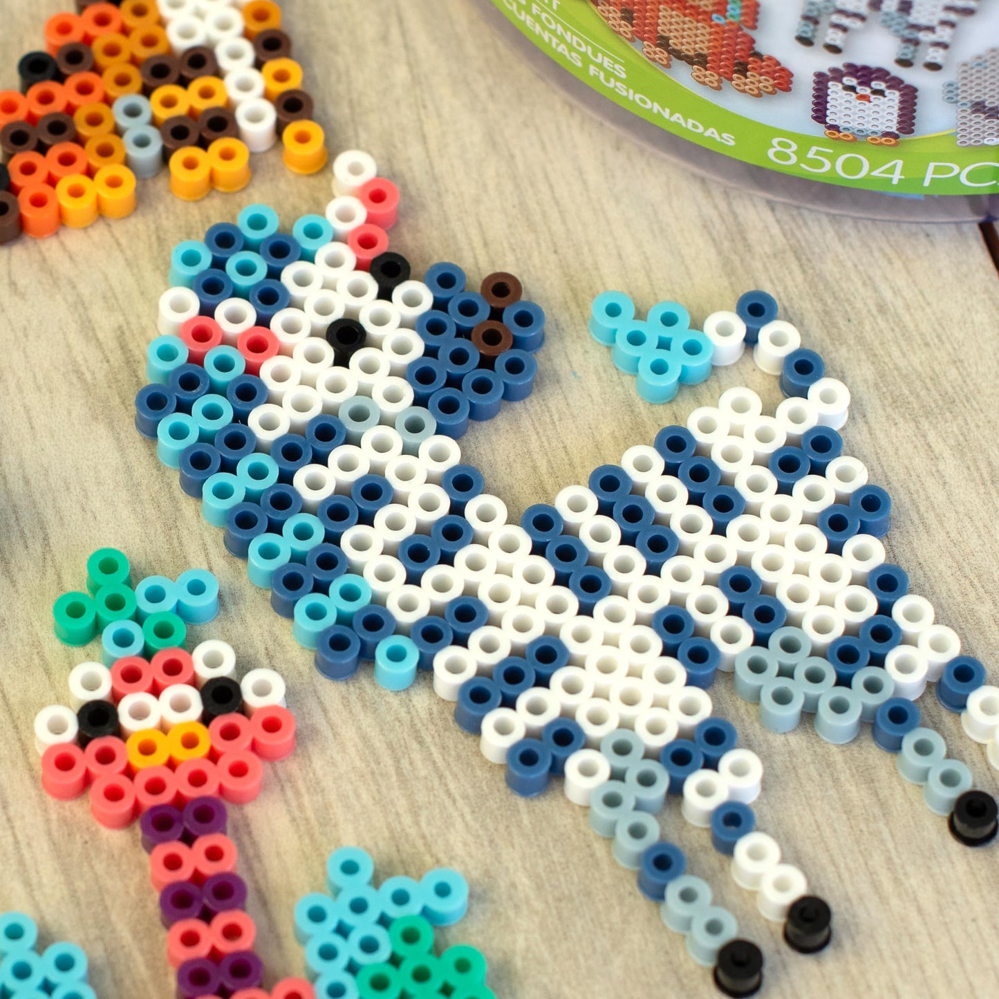 Perler 80-42993 Day at The Zoo Fused Bead Activity Bucket with Pegboards and Patterns, Multicolor, 8504 Pieces