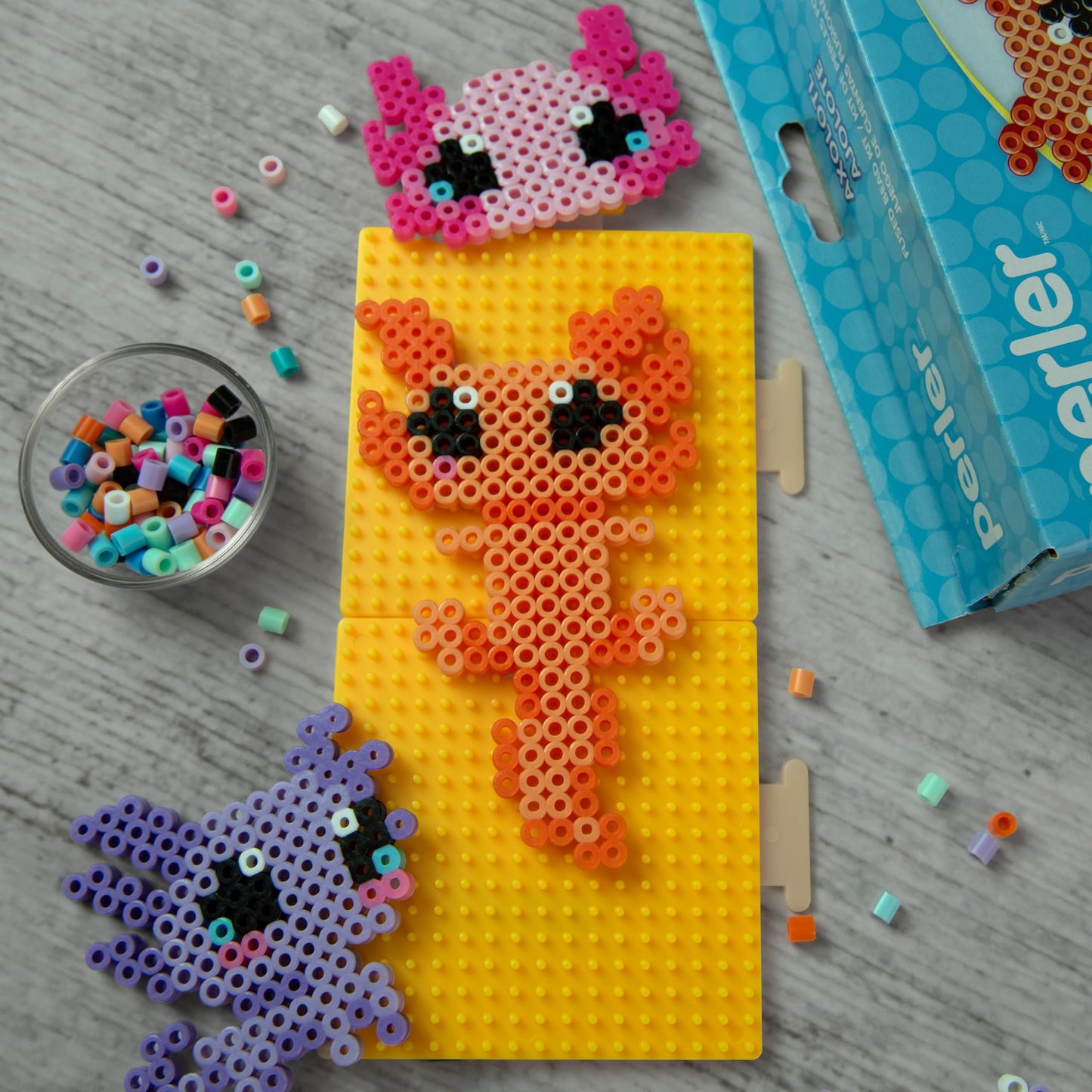 Perler 80-57255 Axolotl Fused Bead Craft Activity Kit with 12 Projects, Multicolor, 2004 Pieces