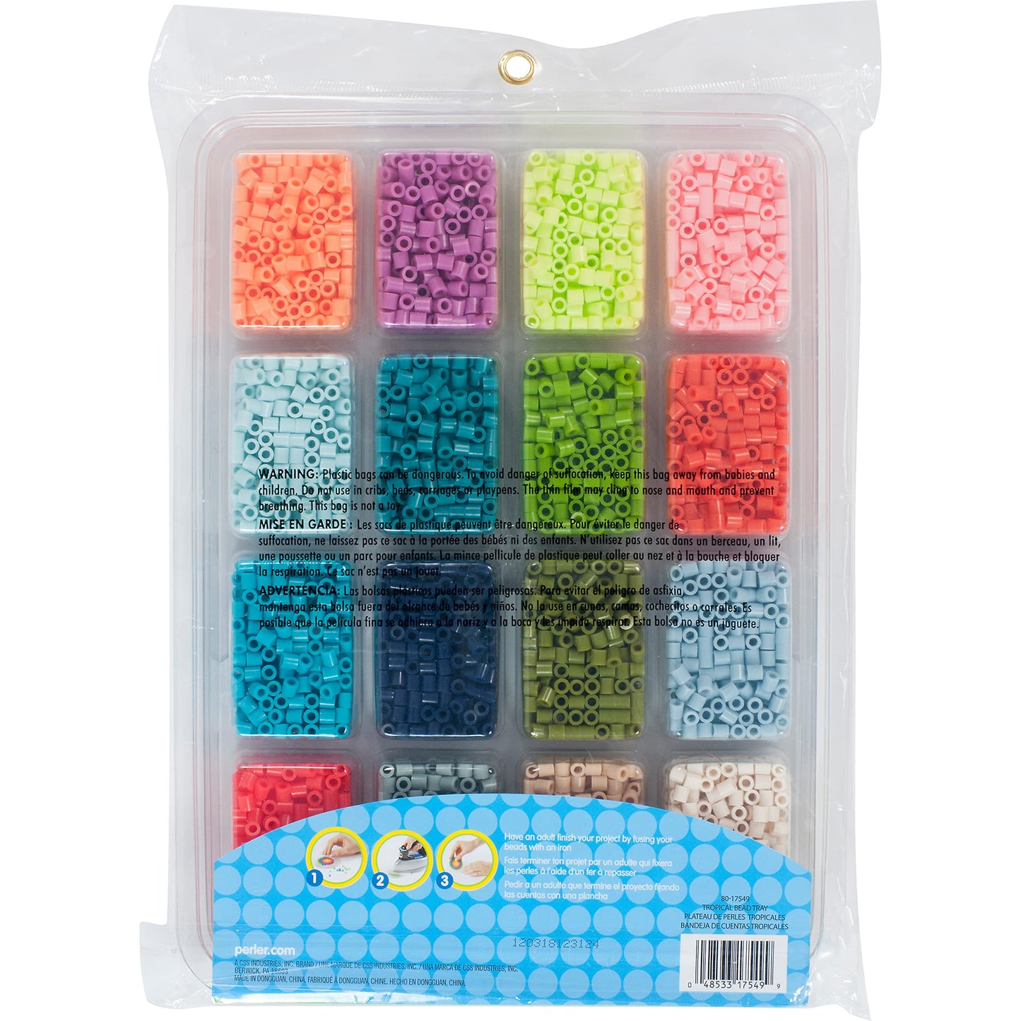 Perler Tropical Colors Fuse Bead Tray - 4000 Beads in 16 Colors with Organizer Compartments