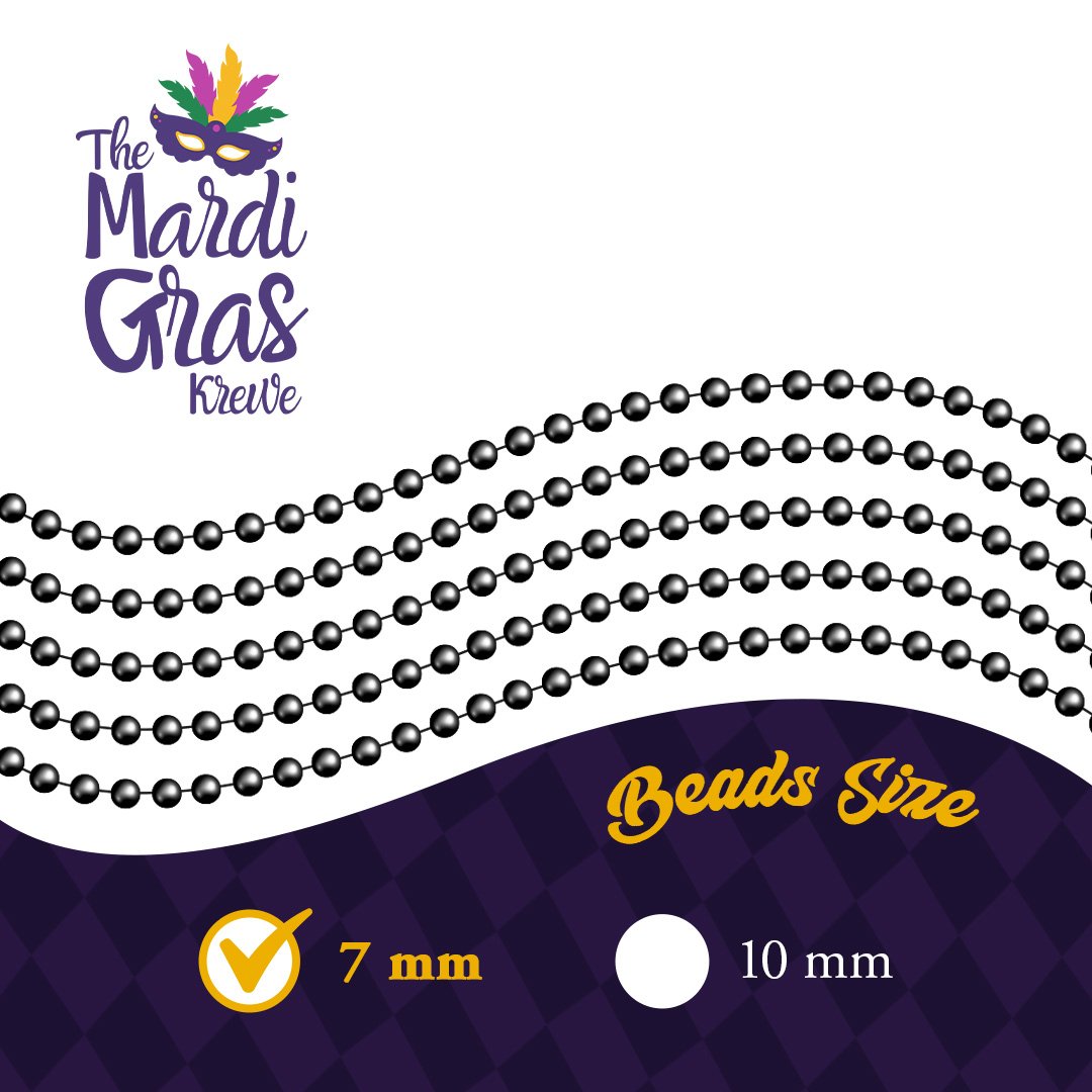 Mardi Gras Beads 33 inch 7mm, 6 Dozen, 72 Necklaces