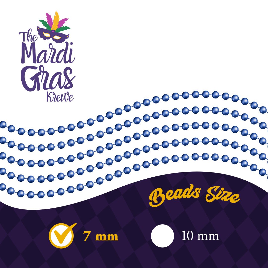 Mardi Gras Beads 33 inch 7mm, 12 Dozen, 144 Necklaces with Doubloon- Bulk Party Favors