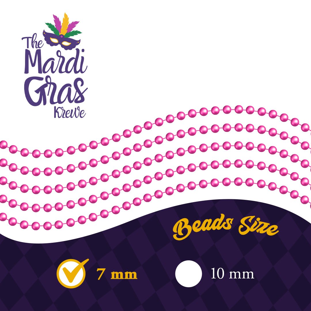 Mardi Gras Beads 33 inch 7mm, 6 Dozen, 72 Necklaces